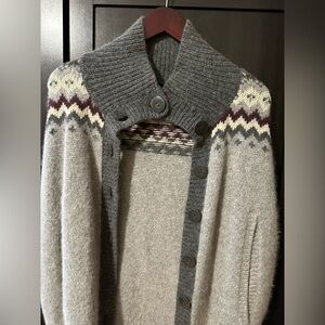 WAREHOUSE Fair Isle Sleeveless Poncho Cardigan – Size S - 70% Wool